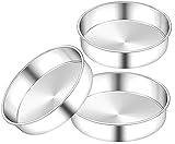 9.5 Inch Round Cake Pan, Set of 3, Stainless Steel Layer Cake Tin Baking Pans Set, Good for Baking...