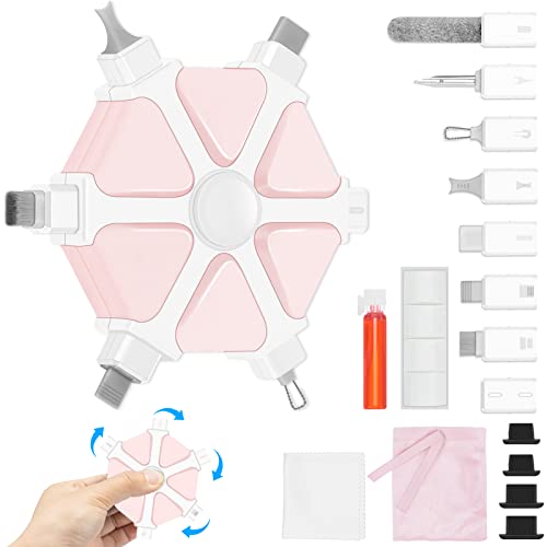 Phone Cleaning Kit for iPhone Charger Port Speaker, Airpod Cleaner Repair Tool for Charging Port Earbud iPad Pro, Cell Phones Clean for Lightning Cable and Connector with Cleaning Putty (Pink)