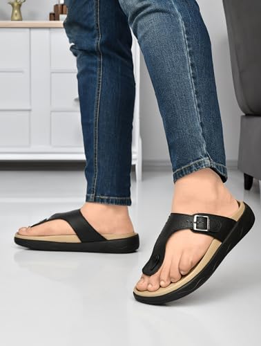 Image of HEALTH FIT Extra Soft Premium Classic Cushion Sliders /with Adjustable Buckle Strap & Light Weight Anti-SkidWaterproof Luxurious Slippers for Men's HF121
