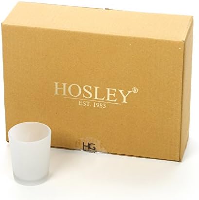 Hosley's Set of 12 Frosted White Glass Votive / Tea Light Holder. Ideal for Use with Tea Lights for Weddings, Parties, Aromatherapy, Votive Candle Gardens. Bulk Buy O4