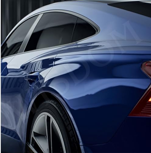 Image of WISDOM Navy Blue Glossy Vinyl Car Wrap Air Release, Self Adhesive, Vehicle wrap Sheet for Automotive Bike DIY Exterior Interior Decoration (Navy Blue Glossy, 20 Inch X 12 Feet)