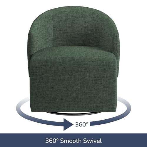 Image of BELLEZE Swivel Accent Chair, Modern Upholstered Swivel Armchair 360 Degree Barrel Chair Comfy Corner Chair for Living Room Bedroom - Malta (Green)