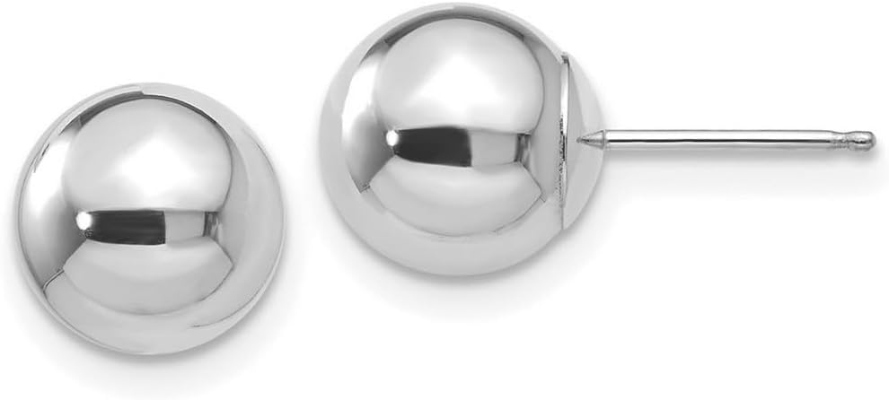 14k White Gold Hollow Polished 8mm Ball Post Earrings 8x8mm Ball Earring for Women