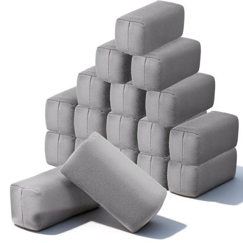 Nodaaiie 18 Pack Microfiber Applicator Pads, Suede Car Detailing Sponge for Ceramic Coating, Wax, Graphene, and Sealants, Grey, 1.57 x 3.15 x 1.57 inch