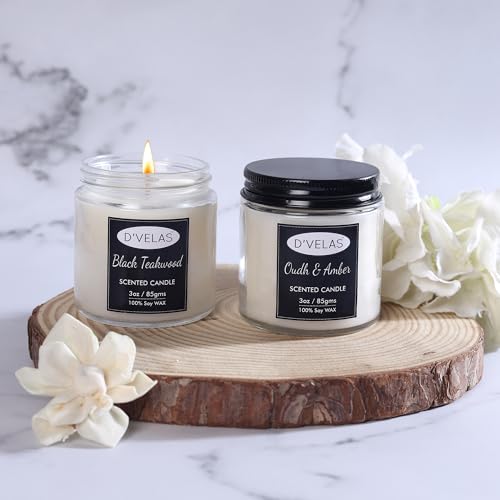 Image of D'Velas Scented Jar Candles Pack of 2 with Black Screw Lid I 2 Scented Candle for Gifting & Home Decor & Other OccasionsI Up to 15 Hours Burn Time