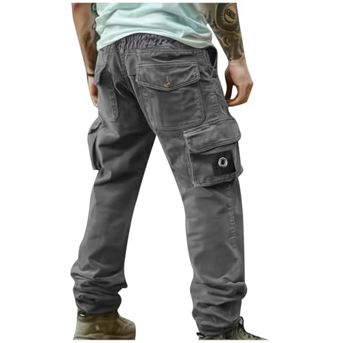 Men's Cargo Pants Slim Fit Straight Leg Casual Hiking Pants Fashion Outdoor Lightweight Work Pants Multi Pockets