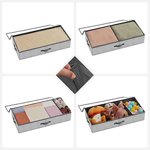 SONGMICS Set of 2 Under Bed Storage, Foldable Underbed Storage Bags with Zips and Clear Window - Image 3