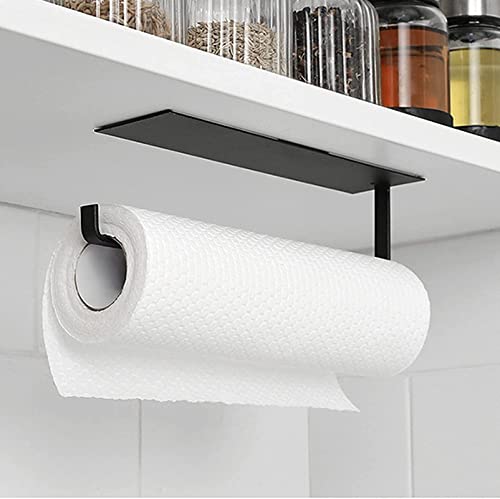 Küchenrollenhalter Wand Hängen Ohne Bohren Selbstklebend Küchenpapierhalter Aluminium Papierrollenhalter für Küche Roll Holder Badezimmer Aufbewahrung Horizontal (Schwarz) Cover