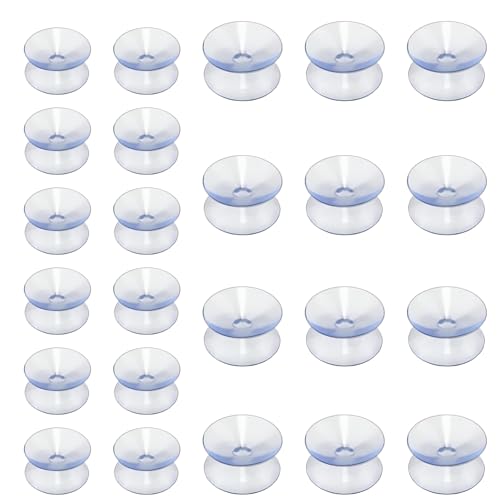 LIANRISES 24 Pezzi Ø 3/2cm Ventose Trasparenti Bifacciali, Versatili Ventose Bifacciali In Gomma Siliconica, Per Bagno, Cucina, Ufficio, Specchio, Vetro, Finestra, Finestra Dell'Auto, Parasole Auto