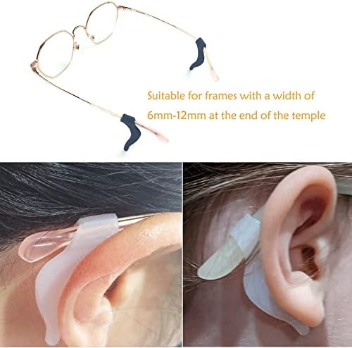 YINGFENG 20 Pairs Glasses Anti-Slip Silicone Ear Clips, Glasses Holder with Storage Box, Sports Glasses Ear Grips, Safety Glasses Retainer for Sunglasses Reading Eyewear (10 Black, 10 White)