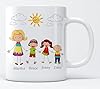 EKAM Personalised Family Mug - Gifts for Mum, Mothers Day, Birthday Gifts Presents for Mum Mummy Mother Her from Daughter Son Mothers Day Gifts - 11oz Ceramic White Tea Mug Custom with Names #4