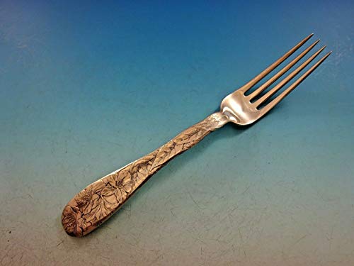 Lap Over Edge Acid Etched By Tiffany Sterling Silver Dinner Fork Rhododendron 8" #TOP18