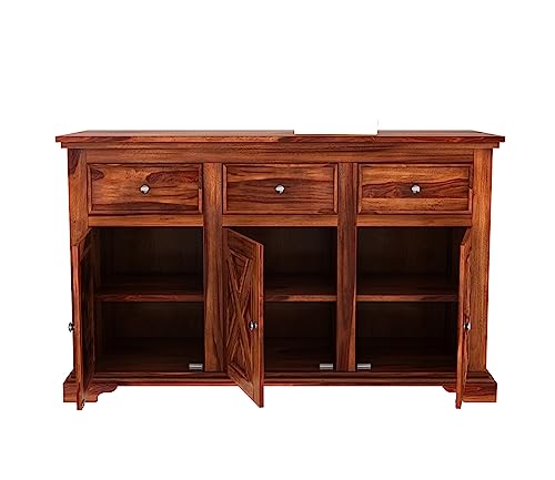 Image of Solid Sheesham Wood Wooden Chest of Drawers with Drawer Storage | Multipurpose Storage Cabinet Rack for Bedroom Home Living Room (Carrock, Honey Finish)