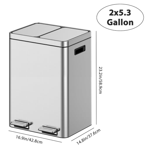 Bote de basura doble compartimento 10.6 gal acero inox miniatura 6
