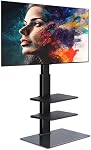 FITUEYES TV Pour les télés de 32-70'' jusqu'à 88 lbs, plancher TV Hauteur jusqu'à 54.6'' avec Max Vesa 600 x400 mm, 60 Degrés pivotants & 6 Niveaux Réglage de la hauteur