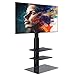 FITUEYES Universal Swivel Floor TV Stand with Mount Height Adjustable for Most TVs up to 65 Inch, Sturdy Tempered Glass Base and Component Shelves for Media Storage TT307001MB
