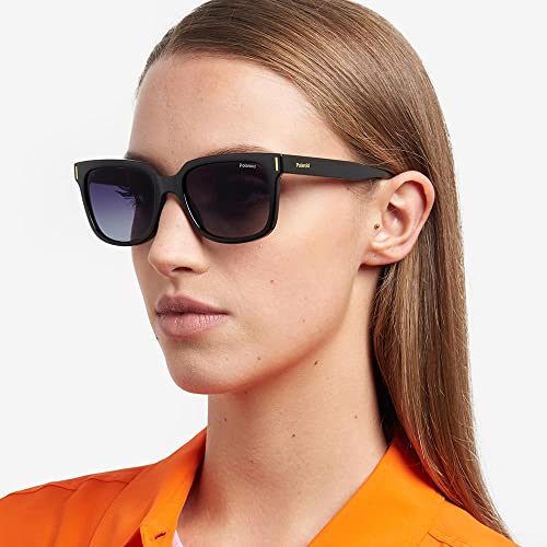 Polaroid Sunglasses PLD 6191/S Polarized Rectangular Sunglasses, Black, 54mm,18mm + 12