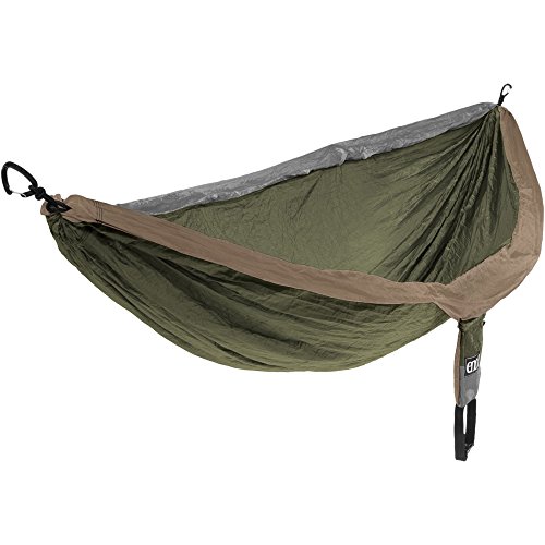 ENO, Eagles Nest Outfitters DoubleNest Lightweight Camping Hammock, 1 to 2 Person, Khaki/Olive/Silver