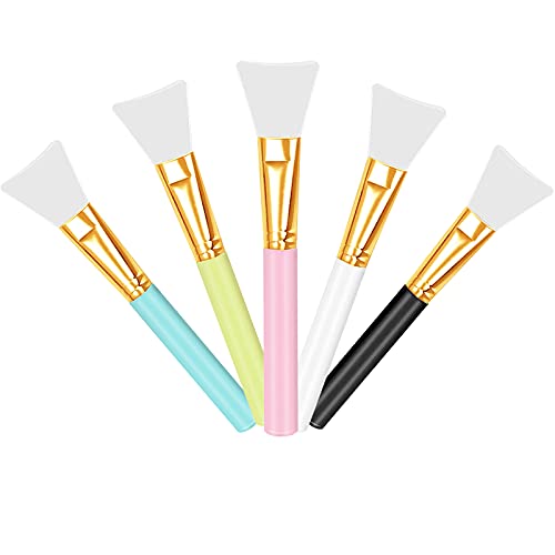 5 Pieces Silicone Face Mask Brushes, Soft Silicone Facial Mud Mask Applicator Brush for Applying Facial Mask,Sleeping Mask, Clay Mask,Body Lotion Mask Beauty Tools Makeup Brushes Applicator