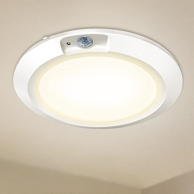 Motion Sensor Ceiling Light,Battery Operated Sensor Light Indoor,6.5'' Wireless LED Lights for Shed Loft Porch Toilet Garage Stair Hallway Cupboard Warm Light 210LM
