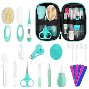 Baby Healthcare and Grooming Kit for Newborn Kids, 24PCS Upgraded Safety Baby Care Kit, Newborn Nursery Health Care Set, Baby Care Products (Green)