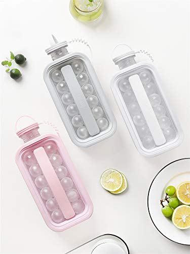 Littlestar Ice Cube Trays 2 In 1 Portable Ice Ball Maker Kettle With 17 Grids Flat Body Lid Cooling Ice Pop/Cube Molds For Hockey,Cocktail,Coffee,Whiskey,Champagne,Beer,Juice,Water (Pink) #TOP6