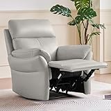 AIRSKY Genuine Leather Recliner Chair, Top Grain Leather, Italian Water-Washing Process, Recliner Armchair, Reclining Chairs for Living Room, Living Room Chair, Bedroom. R1, Gray