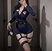 TWBQND Women's Sexy Police Cosplay Costume Erotic Officer Outfit Policewoman Cop Outfits Dress Fancy Dress with Stockings Hat Valentine's Day Halloween