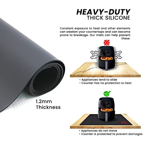 Large Black Heat Resistant Mat For Kitchen Countertop, 23”x15”, Protect Counter Top From Air Fryer, Microwave, And Toaster, Silicone Heat Resistant Mat, Hot Pad For Countertops (Black) by Jage Kitchen Supply - Image 4