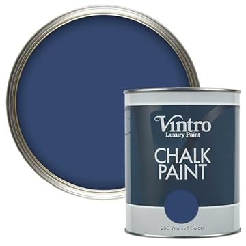 Vintro | Dark Blue Chalk Paint | Furniture Paint | Shabby Chic | Upcycle | Decorate | Ultra Matt Finish | 1 Litre (Northern Star)