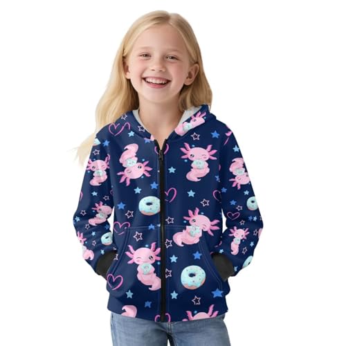 Kids Fleece Jacket Full Zip Up Thermal Lined Hooded Jacket for Kids 5-12 with Pockets Fall Soft Polar Fleece Coat2