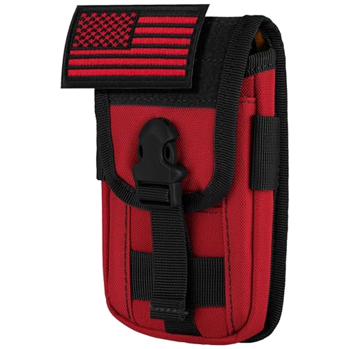 IronSeals Tactical Phone Holster Pouch, Smartphone Pouch Phone Case Molle Gadget Bag Molle Attachment Belt Holder Waist Bag for 4.7'-6.9' with US Flag Patch for iPhone 17 Pro/16 Pro/15 Pro