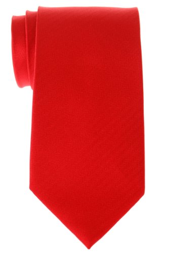 Retreez Corbata de microfibra a rayas en espiguilla pequeña para hombres Rojo