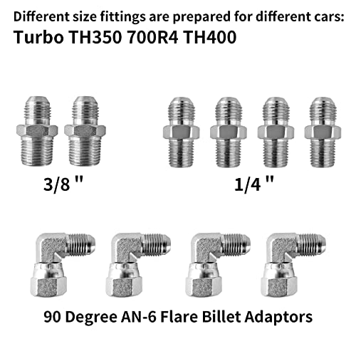 Muhize Transmission Cooling Lines - Upgrade 6An Stainless Steel Braided Lines 52 Inch For Chevy Ford Mopar Gm Gmc Buick Cadillac, Transmission Cooler Hose Line Kit Compatible With Th350 700R4 Th400 #TOP5