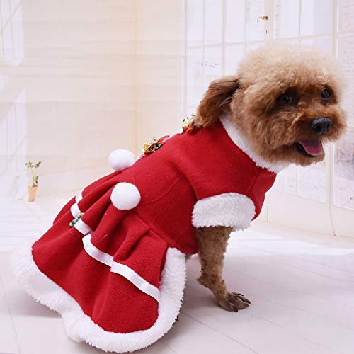 Pet Dress, Cute Christmas Dog Clothes Vest Puppy Xmas Holiday Party Dress Christmas Apparel (Red, L) - Thumbnail 3
