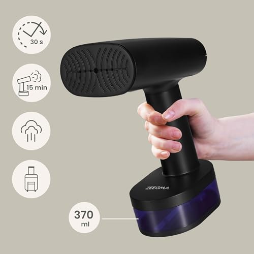 ZEEGMA STEAMEE Défroisseur Portable 2 en 1 pour Vêtements, Fer à Vapeur 1640 W, 370 ml Débit de Vapeur 25 g/min Chauffage 30 secondes Repassage Horizontal et Vertical Sûr pour les Textiles – Image 3