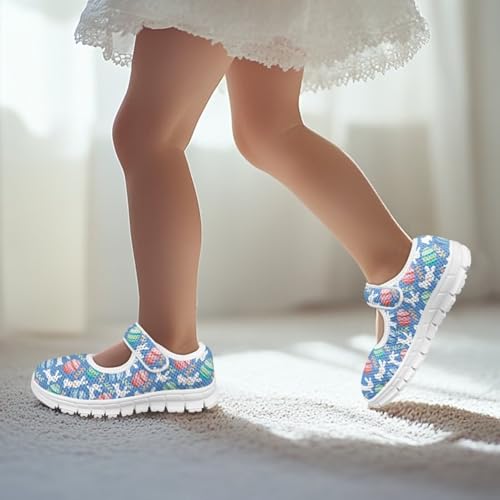 Bunny Print Girls Mary Jane Shoes Toddler Dress Shoes for Holiday Party Flats Low Top Non Slip Kids Mesh Shoes4