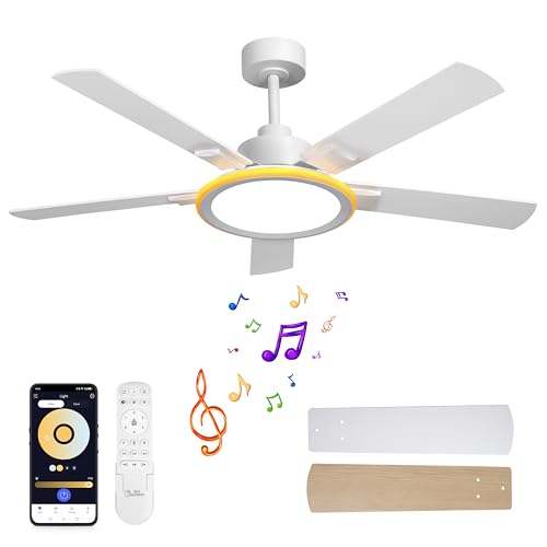 BAYSQUIRREL Smart 52" Ceiling Fans with Lights,Bluetooth Ceiling Fan with