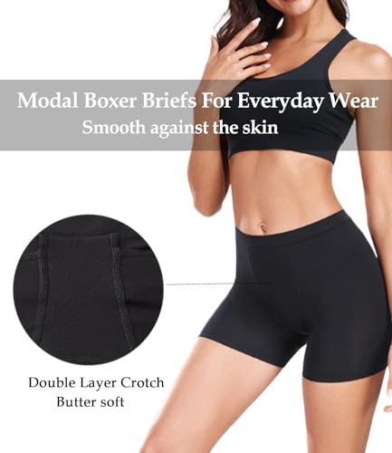 wirarpa Women's Modal Boy Shorts Panties Soft Microfiber Boxer Briefs Underwear 4 Pack3