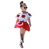 Allence Prinzessin Baby Kleid Mädchen Kleinkind Brief Drucken Shirts Hemd Tops+Tutu Blumenmuster Rock Zweiteilig Tüllkleid 2pcs Set Maxikleid Rundhals Minikleid Sommerkleid Strandkleid