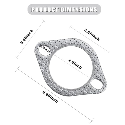 Image of 2 PCS Car Exhaust Pipe Interface Gasket, Silencer Joint Gasket, 2.5 inch ID Exhaust Pipe Clamp Flange High Temperature and High Pressure Resistant Sealing Pad for Car (Silver)