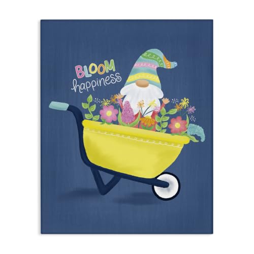 Bloom Happiness Gnome Floral, 24 x 30 Inch Canvas Wall Art