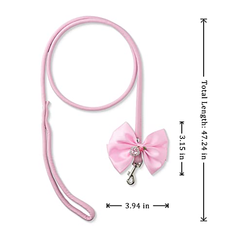 Ademishia Cute Handmade Ribbon Bow Leash, Vegan Leather Chain With Heart-Shaped Rhinestone Anime Cosplay Jewelry For Choker Necklace #TOP1