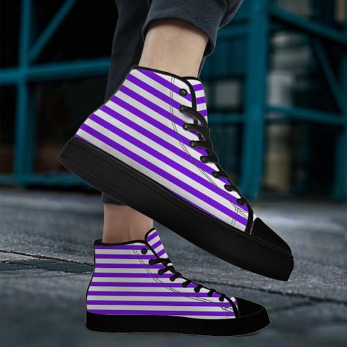 Striped High Top Canvas Shoes High Top Sneakers Lace Up Casual Shoes Gifts for Men Women2