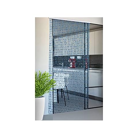 BIANCHERIAWEB Cortina antimosca antirruido Cadena Perlas caída Panel Puerta Ventana casa Azul 140x230 Azul Cover