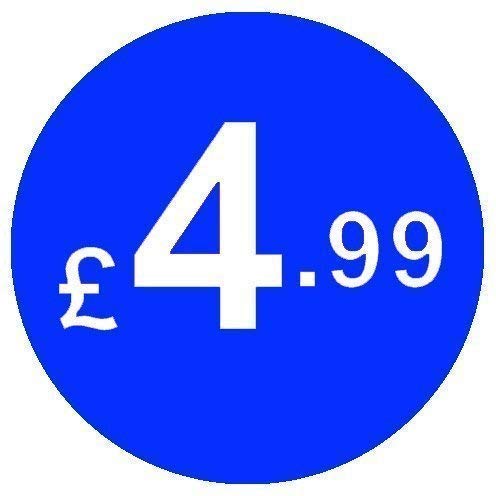from 99p to £10 - Pack of 200 Blue 20mm Price Stickers/Sticky Labels (Blue £4.99)