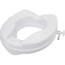 Elevated Toilet Seat, 300 lb Heavy Duty Raised Toilet Seat with Clamp, Elevated Toilet Seat for Most Elongated Toilets White, 2" White 2", No Lid
