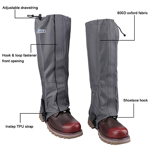 Magarrow Leg Gaiters Hiking Snow Boot Gaiter Outdoor Waterproof Gaiters Shoes Cover Oxford Fabric (Gray, Large) #TOP2