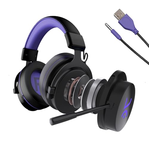 Kreo Beluga 3.5mm Over-Ear Wired Gaming Headphone with ANC Mic | Premium Sound Quality with 50mm Drivers | Gaming Headphones with Cooling Gel Earpads | Gaming Headset with Adjustable Aluminium Bands