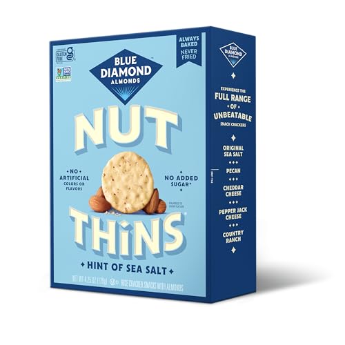 Image of Blue Diamond Almonds Nut Thins Gluten Free Cracker Crisps, Hint of Sea Salt, 4.25 Oz (Pack of 12)